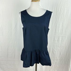 NWT J. Crew Sleeveless Navy Cotton Peplum Top